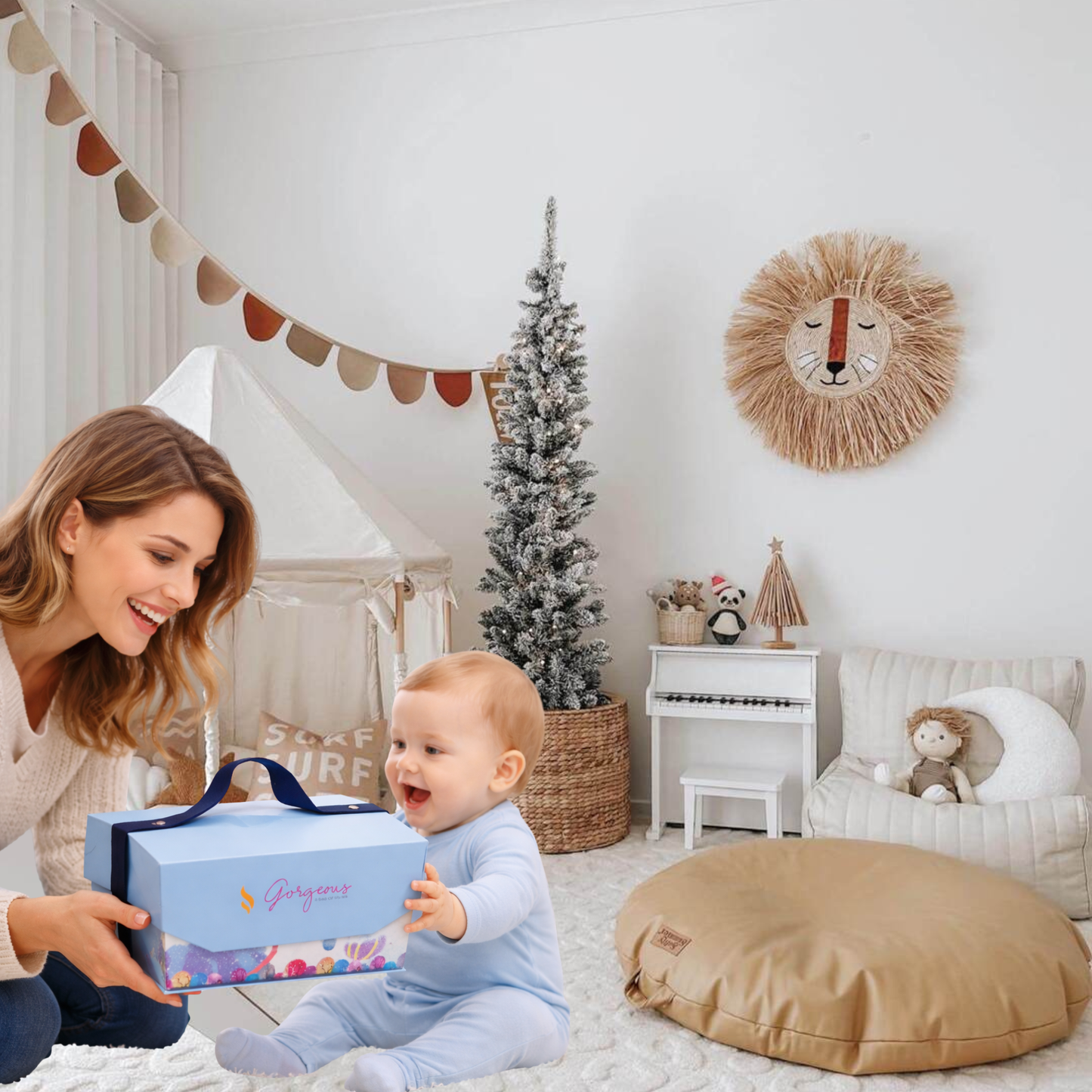 Baby Gift Box Set with Handle – Pre-Filled Baby Accessories Gift Box for Newborn, Premium Baby Shower & New Baby Gift Set for Boys & Girls