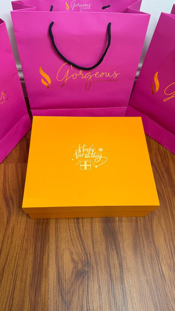 Happy Birthday Gift Box Set for Kids – Decorative Yellow Gift Box with Matching Carry Bag, Premium Birthday Packaging for Children Gifts, Toys, Clothes & Party Presents
